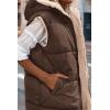 imagePRETTYGARDEN Womens 2026 Fall Reversible Long Vests Sleeveless Fleece Jacket Zip Up Hoodie Pockets Warm Coat Winter ClothingCoffee