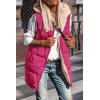 imagePRETTYGARDEN Womens 2026 Fall Reversible Long Vests Sleeveless Fleece Jacket Zip Up Hoodie Pockets Warm Coat Winter ClothingRose Red