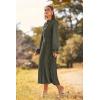 imagePRETTYGARDEN Womens 2026 Spring Fall Midi Dress Casual Long Sleeve V Neck Swiss Dot Pleated A Line Flowy DressesArmy Green