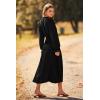 imagePRETTYGARDEN Womens 2026 Spring Fall Midi Dress Casual Long Sleeve V Neck Swiss Dot Pleated A Line Flowy DressesBlack