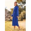 imagePRETTYGARDEN Womens 2026 Spring Fall Midi Dress Casual Long Sleeve V Neck Swiss Dot Pleated A Line Flowy DressesBlue