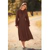 imagePRETTYGARDEN Womens 2026 Spring Fall Midi Dress Casual Long Sleeve V Neck Swiss Dot Pleated A Line Flowy DressesDark Coffee