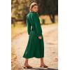 imagePRETTYGARDEN Womens 2026 Spring Fall Midi Dress Casual Long Sleeve V Neck Swiss Dot Pleated A Line Flowy DressesDark Green