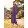 imagePRETTYGARDEN Womens 2026 Spring Fall Midi Dress Casual Long Sleeve V Neck Swiss Dot Pleated A Line Flowy DressesDark Purple