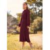 imagePRETTYGARDEN Womens 2026 Spring Fall Midi Dress Casual Long Sleeve V Neck Swiss Dot Pleated A Line Flowy DressesDark Wine Red