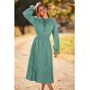 imagePRETTYGARDEN Womens 2026 Spring Fall Midi Dress Casual Long Sleeve V Neck Swiss Dot Pleated A Line Flowy DressesGreen