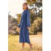 imagePRETTYGARDEN Womens 2026 Spring Fall Midi Dress Casual Long Sleeve V Neck Swiss Dot Pleated A Line Flowy DressesGrey Blue