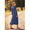 imagePRETTYGARDEN Womens 2026 Spring Fall Midi Dress Casual Long Sleeve V Neck Swiss Dot Pleated A Line Flowy DressesGrey Blue