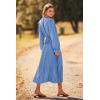 imagePRETTYGARDEN Womens 2026 Spring Fall Midi Dress Casual Long Sleeve V Neck Swiss Dot Pleated A Line Flowy DressesLight Blue