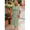 imagePRETTYGARDEN Womens 2026 Spring Fall Midi Dress Casual Long Sleeve V Neck Swiss Dot Pleated A Line Flowy DressesLight Green
