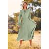 imagePRETTYGARDEN Womens 2026 Spring Fall Midi Dress Casual Long Sleeve V Neck Swiss Dot Pleated A Line Flowy DressesLight Green