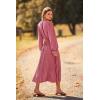 imagePRETTYGARDEN Womens 2026 Spring Fall Midi Dress Casual Long Sleeve V Neck Swiss Dot Pleated A Line Flowy DressesPink