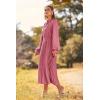 imagePRETTYGARDEN Womens 2026 Spring Fall Midi Dress Casual Long Sleeve V Neck Swiss Dot Pleated A Line Flowy DressesPink
