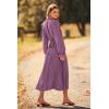 imagePRETTYGARDEN Womens 2026 Spring Fall Midi Dress Casual Long Sleeve V Neck Swiss Dot Pleated A Line Flowy DressesPurple