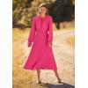imagePRETTYGARDEN Womens 2026 Spring Fall Midi Dress Casual Long Sleeve V Neck Swiss Dot Pleated A Line Flowy DressesRose Pink