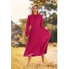 imagePRETTYGARDEN Womens 2026 Spring Fall Midi Dress Casual Long Sleeve V Neck Swiss Dot Pleated A Line Flowy DressesRose Red