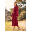 imagePRETTYGARDEN Womens 2026 Spring Fall Midi Dress Casual Long Sleeve V Neck Swiss Dot Pleated A Line Flowy DressesWine Red