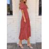 imagePRETTYGARDEN Womens 2026 Summer Casual Midi Dresses Square Neck Short Sleeve Smocked A Line Floral Flowy Elegant Boho DressBean Paste Red