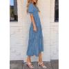 imagePRETTYGARDEN Womens 2026 Summer Casual Midi Dresses Square Neck Short Sleeve Smocked A Line Floral Flowy Elegant Boho DressBlue