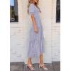 imagePRETTYGARDEN Womens 2026 Summer Casual Midi Dresses Square Neck Short Sleeve Smocked A Line Floral Flowy Elegant Boho DressGrey Blue