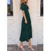 imagePRETTYGARDEN Womens 2026 Summer Casual Midi Dresses Square Neck Short Sleeve Smocked A Line Floral Flowy Elegant Boho DressMalachite Green
