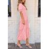 imagePRETTYGARDEN Womens 2026 Summer Casual Midi Dresses Square Neck Short Sleeve Smocked A Line Floral Flowy Elegant Boho DressPink