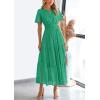 imagePRETTYGARDEN Womens 2026 Summer Maxi Dress Short Sleeve V Neck Hollow Out Eyelet A Line Long Flowy Beach Vacation DressesGreen