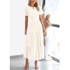 imagePRETTYGARDEN Womens 2026 Summer Maxi Dress Short Sleeve V Neck Hollow Out Eyelet A Line Long Flowy Beach Vacation DressesWhite