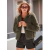 imagePRETTYGARDEN Womens 2026 Winter Coats Fleece Cropped Jacket Faux Fur Long Sleeve Pockets Shaggy Warm Outerwear Fall ClothesArmy Green