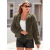 imagePRETTYGARDEN Womens 2026 Winter Coats Fleece Cropped Jacket Faux Fur Long Sleeve Pockets Shaggy Warm Outerwear Fall ClothesArmy Green