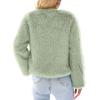 imagePRETTYGARDEN Womens 2026 Winter Coats Fleece Cropped Jacket Faux Fur Long Sleeve Pockets Shaggy Warm Outerwear Fall ClothesBean Green