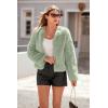 imagePRETTYGARDEN Womens 2026 Winter Coats Fleece Cropped Jacket Faux Fur Long Sleeve Pockets Shaggy Warm Outerwear Fall ClothesBean Green
