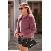 imagePRETTYGARDEN Womens 2026 Winter Coats Fleece Cropped Jacket Faux Fur Long Sleeve Pockets Shaggy Warm Outerwear Fall ClothesBean Paste Red