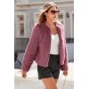imagePRETTYGARDEN Womens 2026 Winter Coats Fleece Cropped Jacket Faux Fur Long Sleeve Pockets Shaggy Warm Outerwear Fall ClothesBean Paste Red