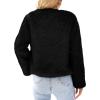 imagePRETTYGARDEN Womens 2026 Winter Coats Fleece Cropped Jacket Faux Fur Long Sleeve Pockets Shaggy Warm Outerwear Fall ClothesBlack