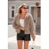 imagePRETTYGARDEN Womens 2026 Winter Coats Fleece Cropped Jacket Faux Fur Long Sleeve Pockets Shaggy Warm Outerwear Fall ClothesKhaki