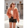imagePRETTYGARDEN Womens 2026 Winter Coats Fleece Cropped Jacket Faux Fur Long Sleeve Pockets Shaggy Warm Outerwear Fall ClothesOrange