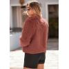 imagePRETTYGARDEN Womens 2026 Winter Coats Fleece Cropped Jacket Faux Fur Long Sleeve Pockets Shaggy Warm Outerwear Fall ClothesRust Red
