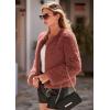 imagePRETTYGARDEN Womens 2026 Winter Coats Fleece Cropped Jacket Faux Fur Long Sleeve Pockets Shaggy Warm Outerwear Fall ClothesRust Red