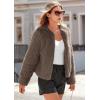 imagePRETTYGARDEN Womens 2026 Winter Coats Fleece Cropped Jacket Faux Fur Long Sleeve Pockets Shaggy Warm Outerwear Fall ClothesTaupe