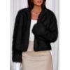imagePRETTYGARDEN Womens 2026 Winter Coats Fluffy Cropped Faux Fur Jacket Long Sleeve Open Front Shaggy Outerwear Trendy ClothesBlack