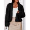imagePRETTYGARDEN Womens 2026 Winter Coats Fluffy Cropped Faux Fur Jacket Long Sleeve Open Front Shaggy Outerwear Trendy ClothesBlack