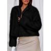 imagePRETTYGARDEN Womens 2026 Winter Coats Fluffy Cropped Faux Fur Jacket Long Sleeve Open Front Shaggy Outerwear Trendy ClothesBlack