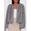 imagePRETTYGARDEN Womens 2026 Winter Coats Fluffy Cropped Faux Fur Jacket Long Sleeve Open Front Shaggy Outerwear Trendy ClothesGrey