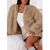 imagePRETTYGARDEN Womens 2026 Winter Coats Fluffy Cropped Faux Fur Jacket Long Sleeve Open Front Shaggy Outerwear Trendy ClothesLight Khaki