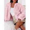 imagePRETTYGARDEN Womens 2026 Winter Coats Fluffy Cropped Faux Fur Jacket Long Sleeve Open Front Shaggy Outerwear Trendy ClothesPink