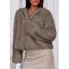 imagePRETTYGARDEN Womens 2026 Winter Coats Fluffy Cropped Faux Fur Jacket Long Sleeve Open Front Shaggy Outerwear Trendy ClothesTaupe