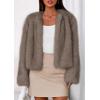 imagePRETTYGARDEN Womens 2026 Winter Coats Fluffy Cropped Faux Fur Jacket Long Sleeve Open Front Shaggy Outerwear Trendy ClothesTaupe