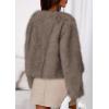 imagePRETTYGARDEN Womens 2026 Winter Coats Fluffy Cropped Faux Fur Jacket Long Sleeve Open Front Shaggy Outerwear Trendy ClothesTaupe