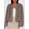imagePRETTYGARDEN Womens 2026 Winter Coats Fluffy Cropped Faux Fur Jacket Long Sleeve Open Front Shaggy Outerwear Trendy ClothesTaupe